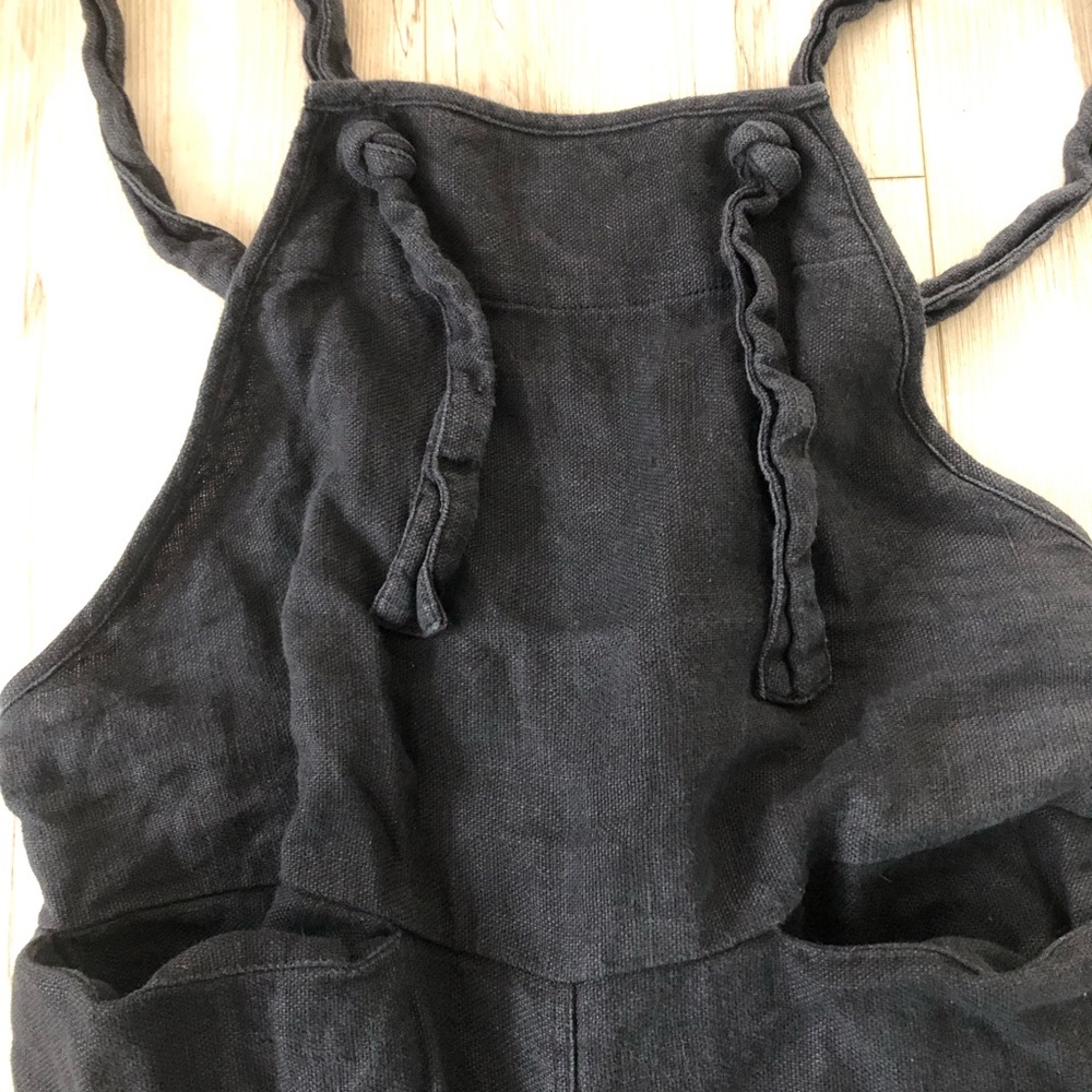 Beaton Linen Black Linen Utility Overalls